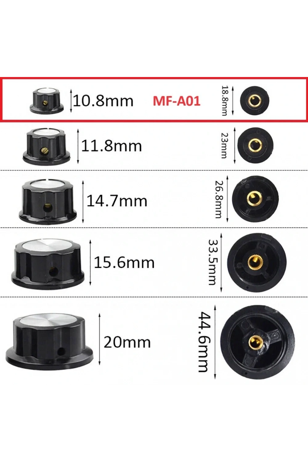 IC-222A Vidalı Potansiyometre Düğmesi Pot Başlığı MF-A05
