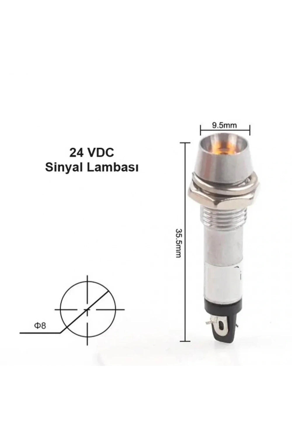 IC-225 8mm Sinyal Lambası Metal 24V Sarı