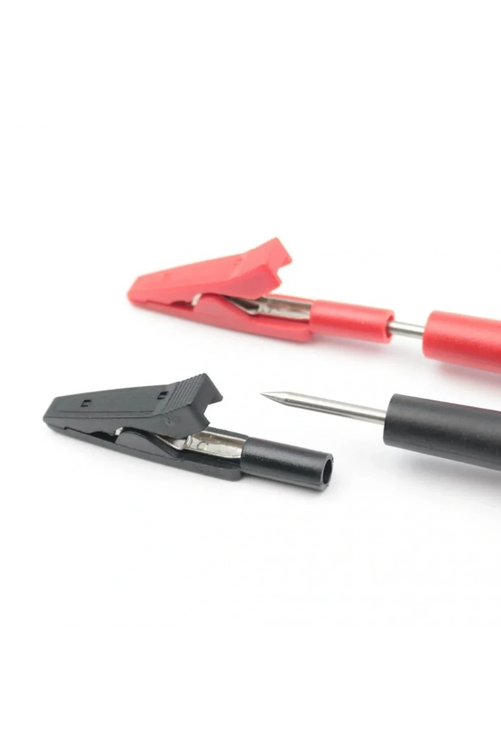 IC-243D 2mm Banana Jak Girişli Krokodil Timsah Ağzı Siyah-Kırmızı Set