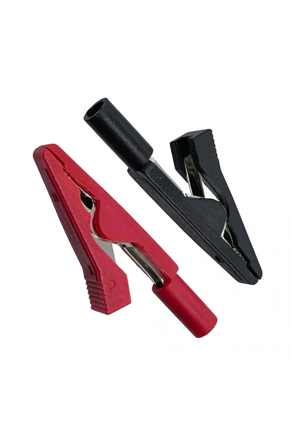 IC-243D 2mm Banana Jak Girişli Krokodil Timsah Ağzı Siyah-Kırmızı Set