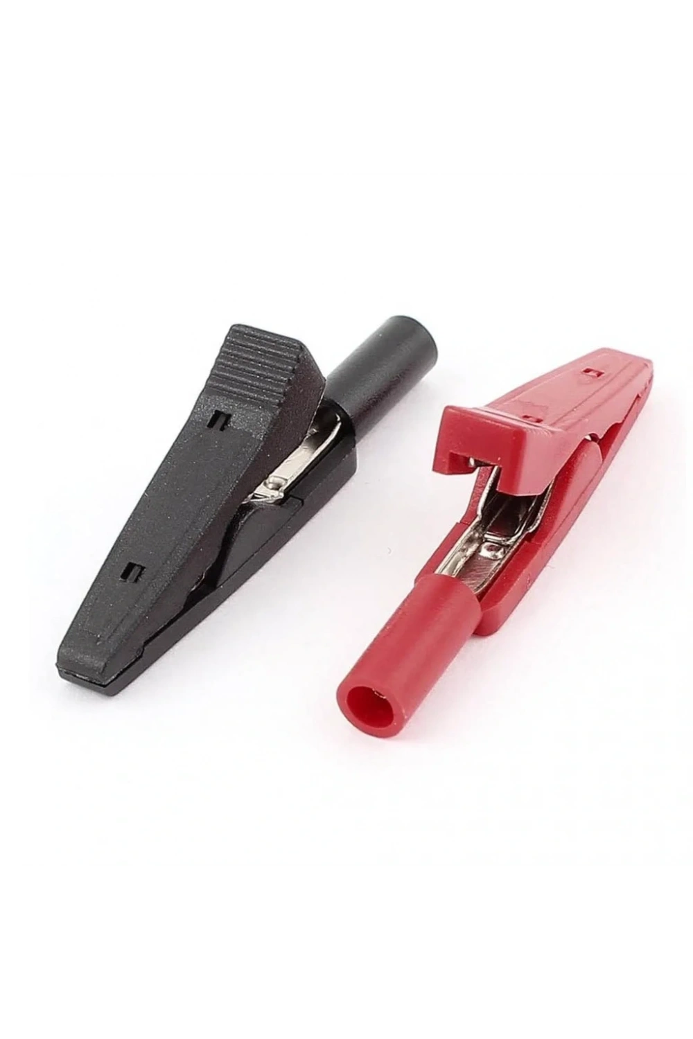 IC-243D 2mm Banana Jak Girişli Krokodil Timsah Ağzı Siyah-Kırmızı Set