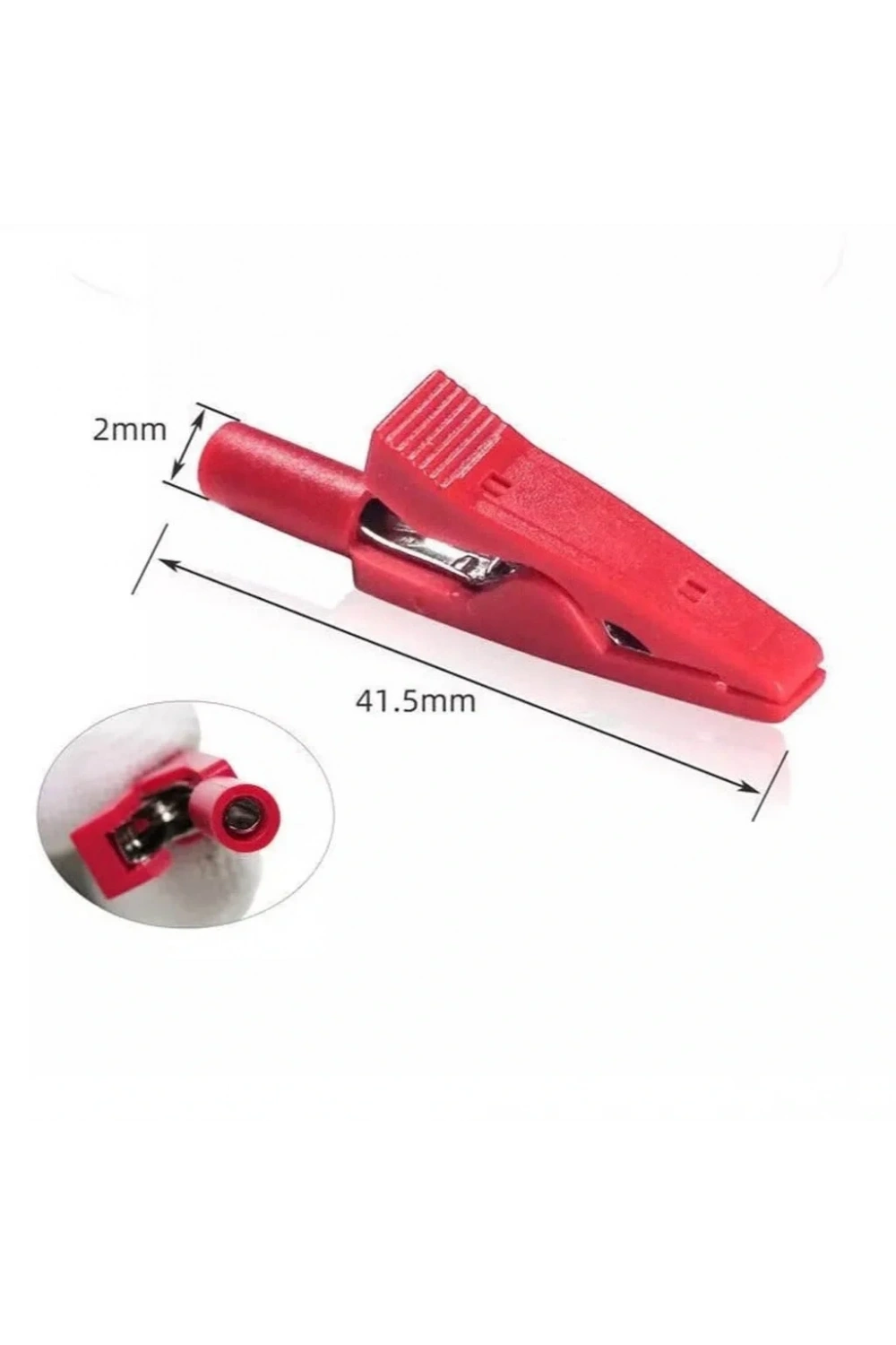 IC-243D 2mm Banana Jak Girişli Krokodil Timsah Ağzı Siyah-Kırmızı Set