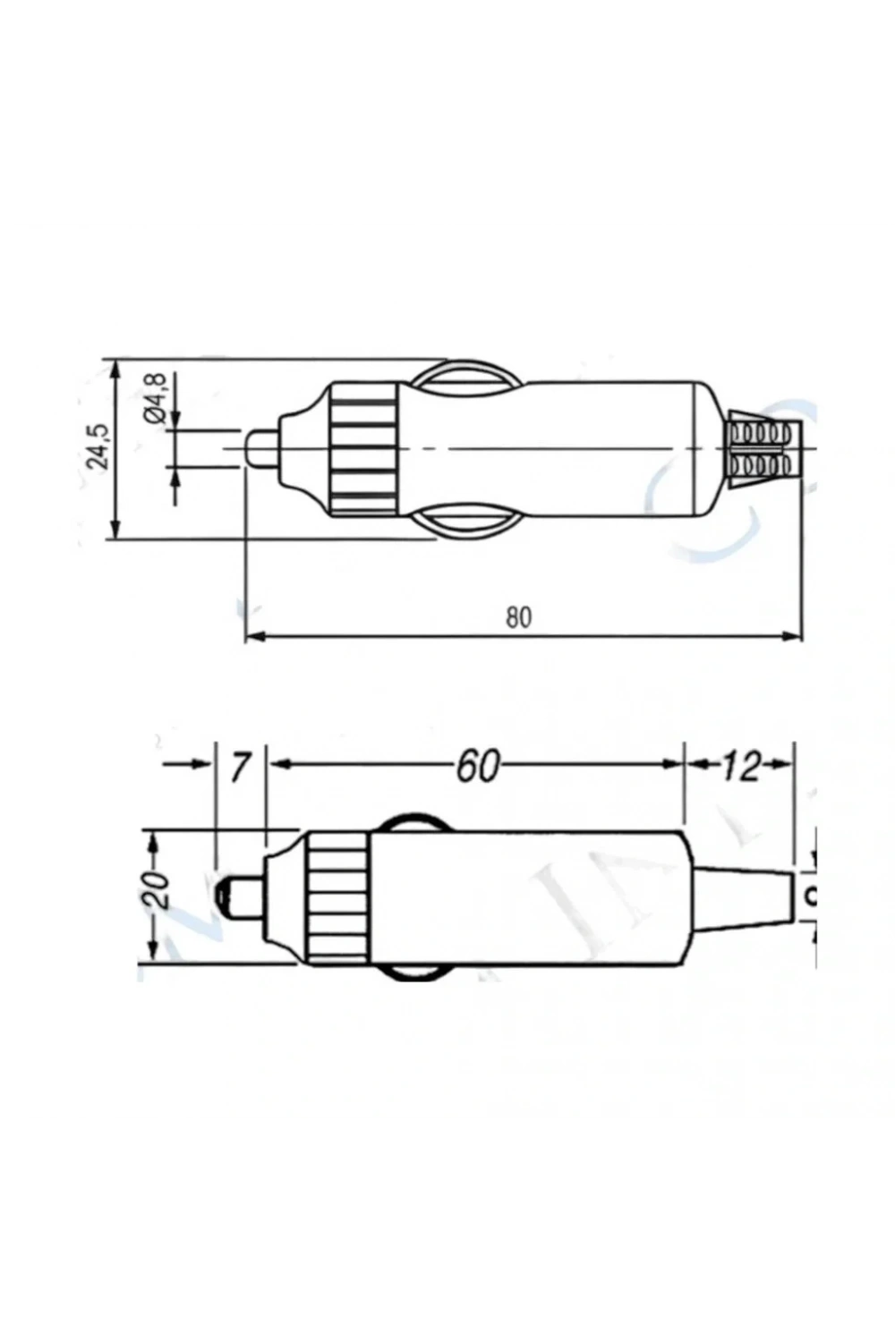 IC-246B-3 Çakmak Fişi Ledsiz Sigortasız