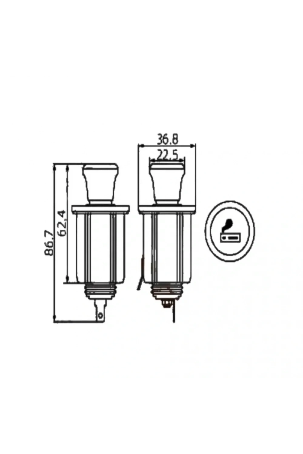 IC-246B-6 Çakmak ve Şase Soket 12V 10A