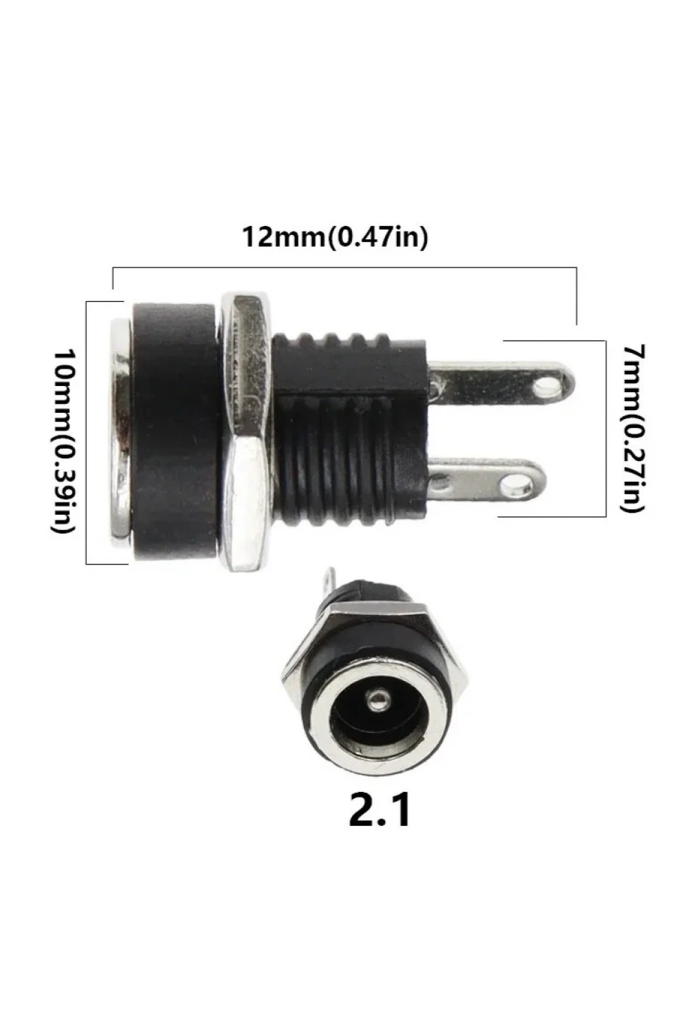 IC-258B 2.1mm DC Somunlu Korumalı Jak 8mm