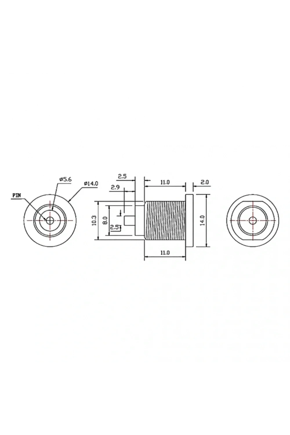 IC-258C DC Jak 2.1mm İçi Metal Ø12mm