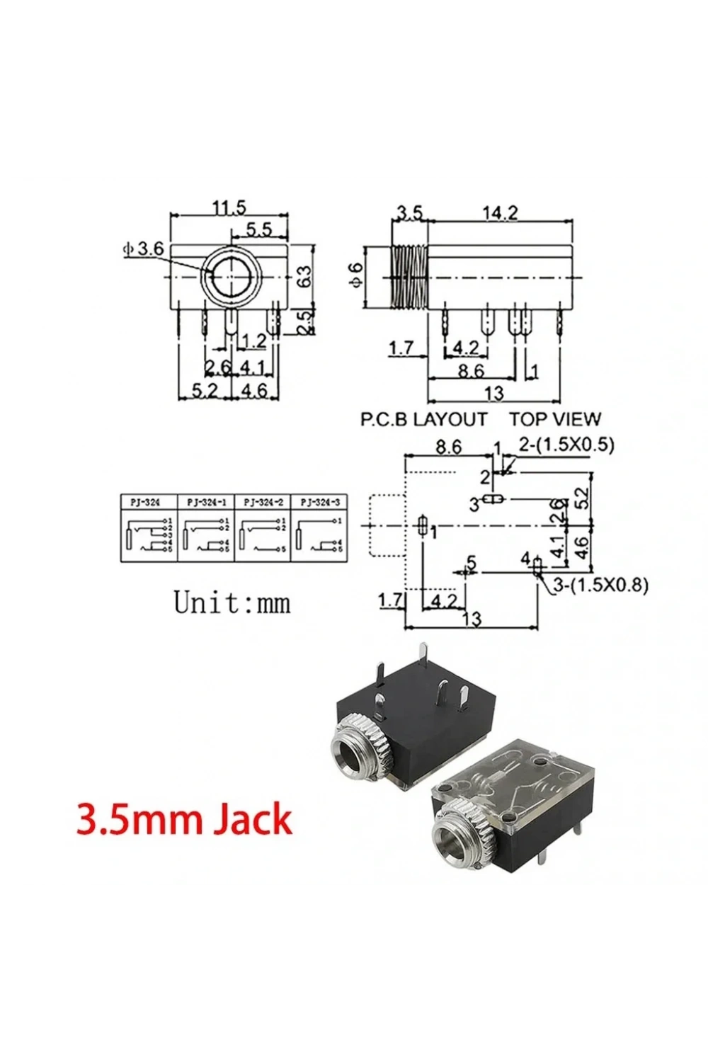 IC-259 Stereo Şase 3.5mm Jak Konnektör Somunlu