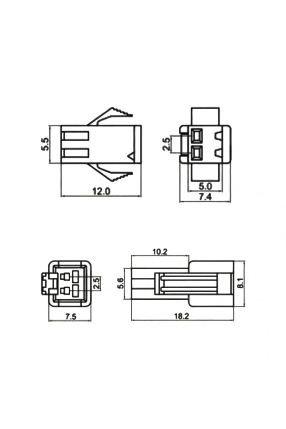 IC-261J-0 JST SM 2P Kablolu Konnektör Takım