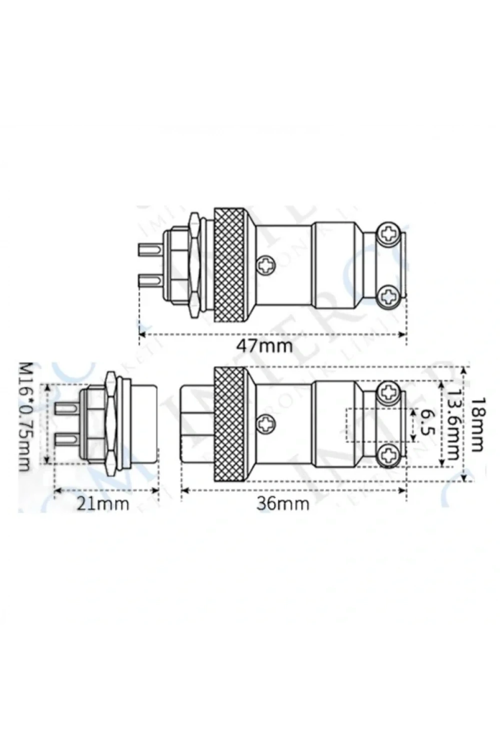 IC-261M 12mm Mayk Dişi Şase 2P Konnektör