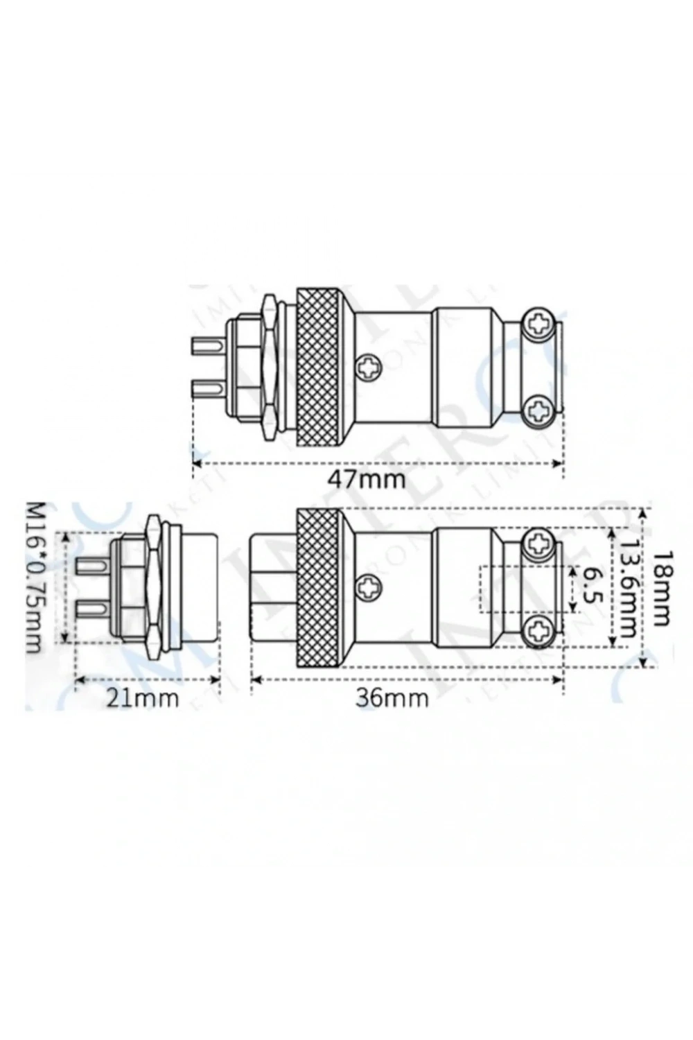 IC-261M 16mm Mayk Dişi Şase 8P Konnektör