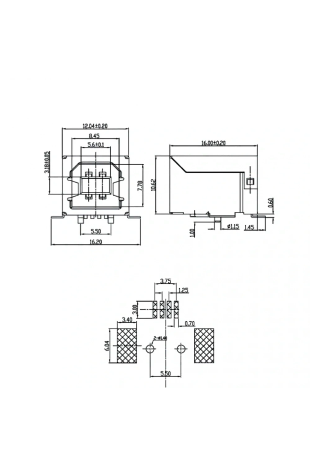 IC-263A USB Şase B Dişi Smd