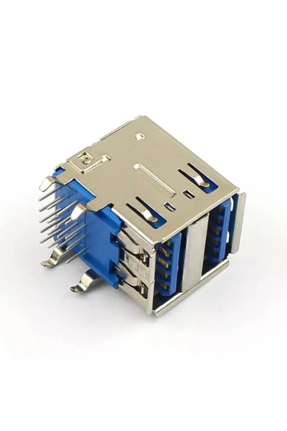 IC-265E İkili USB3.0 Konnektör A Tip Şase Dişi 90° Mavi
