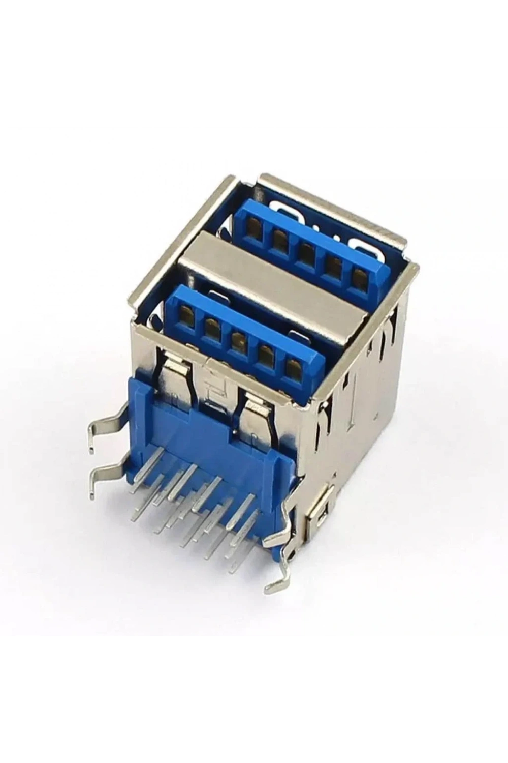 IC-265E İkili USB3.0 Konnektör A Tip Şase Dişi 90° Mavi