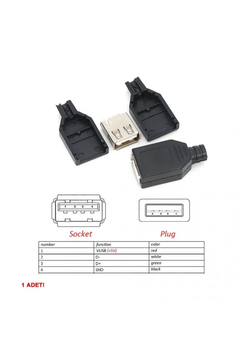 IC-265F USB A Tip Seyyar Kapaklı Dişi USB Soketi