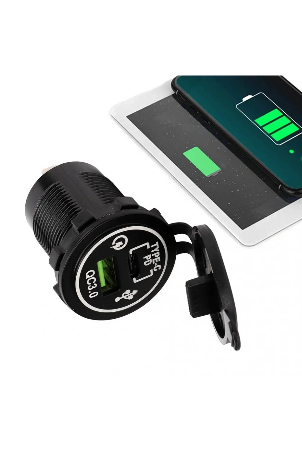 IC-266C-5 USB3.0 + Type-C Pano Tipi Çakmaklık Soketi 12-24V