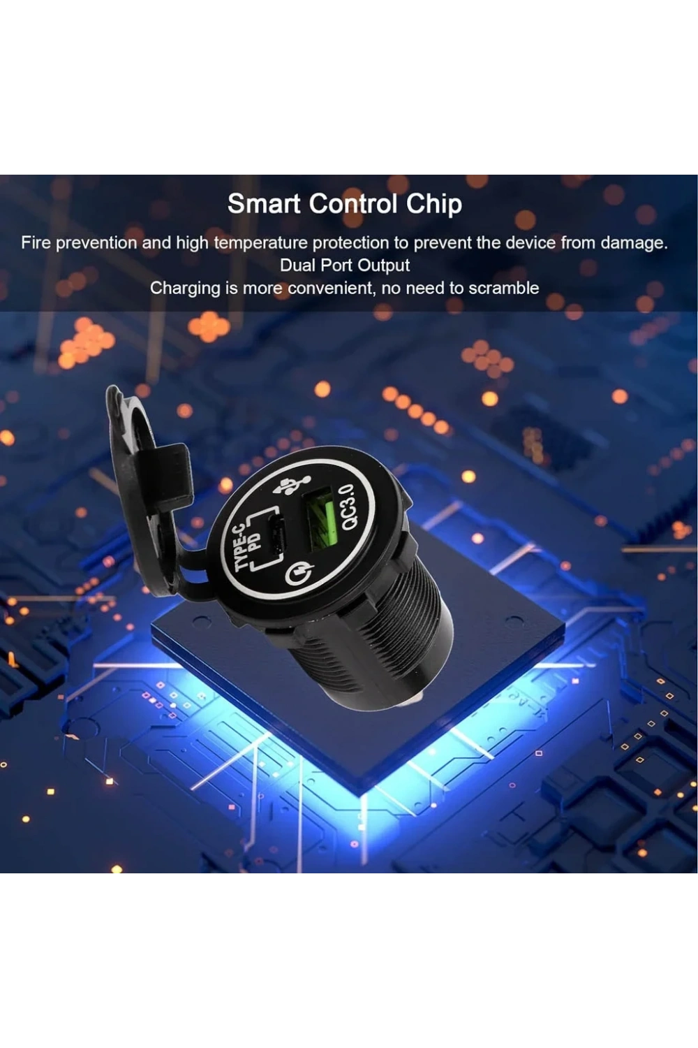 IC-266C-5 USB3.0 + Type-C Pano Tipi Çakmaklık Soketi 12-24V
