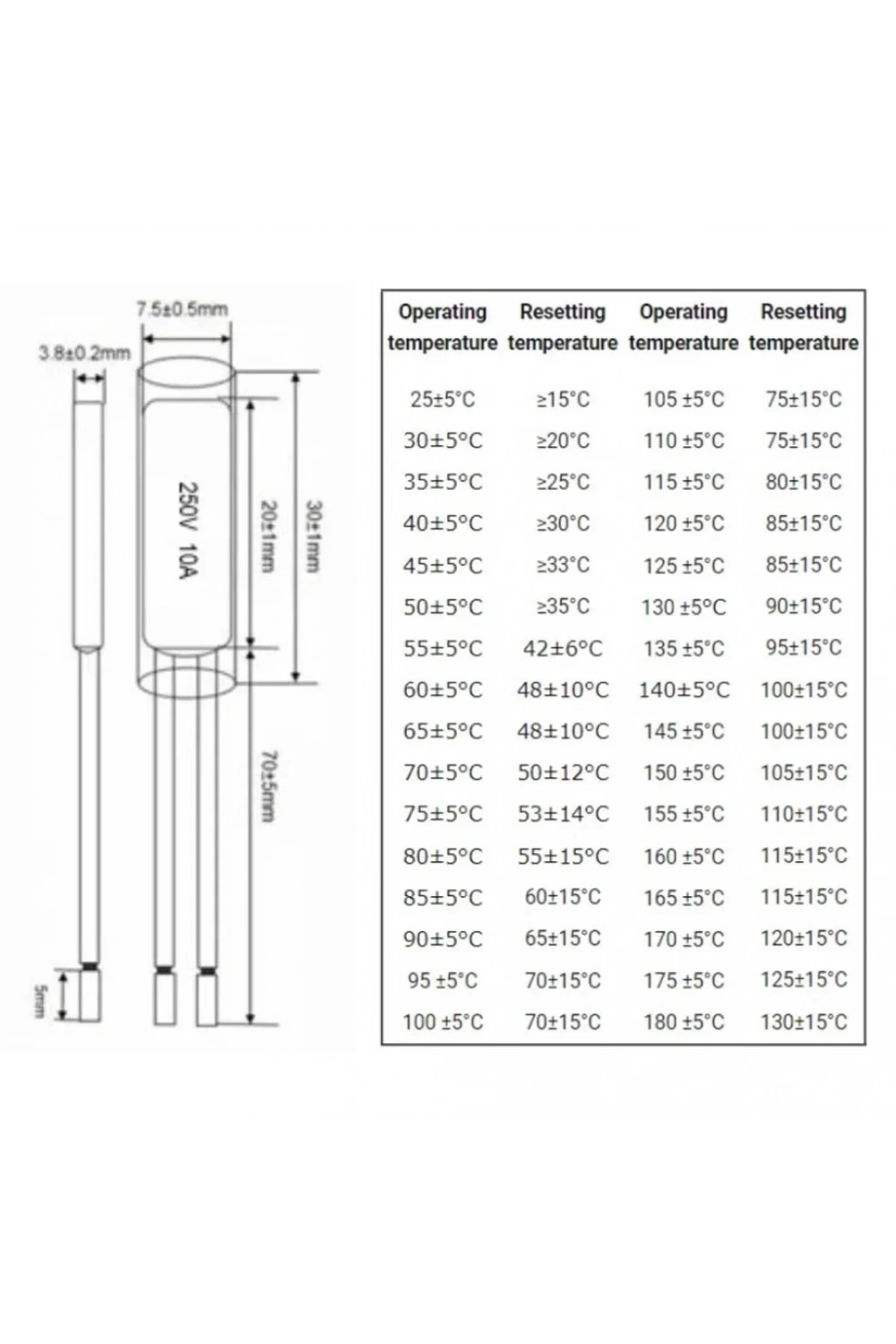 IC-270 Termostat Kablolu Tip Normalde Kapalı KSD9700 NC 5A 60C