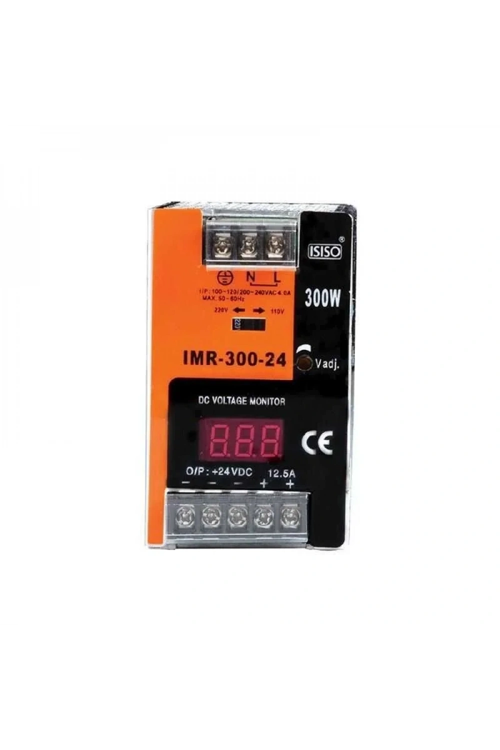 IMR-300-12 - 300W 12VDC 25.0A Mini Göstergeli Raya Montajlı Güç Kaynağı