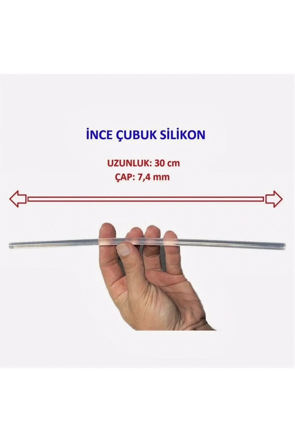 İnce Şeffaf Silikon Çubuk Küçük Tabancalar İçin 30 cm 1 Adet