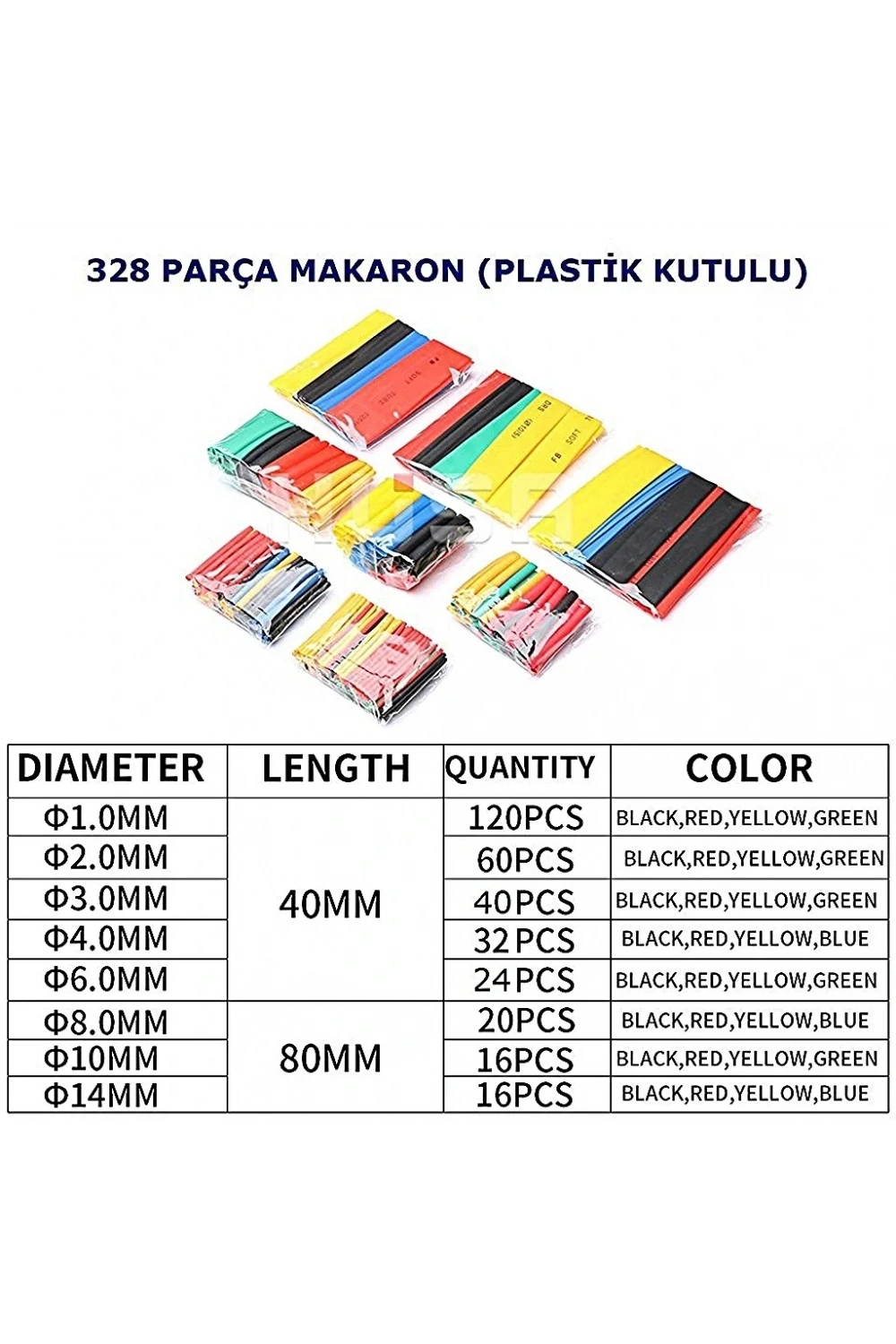 Isı İle Daralan Makaron Kablo Yalıtım Seti 328 Parça Kutulu