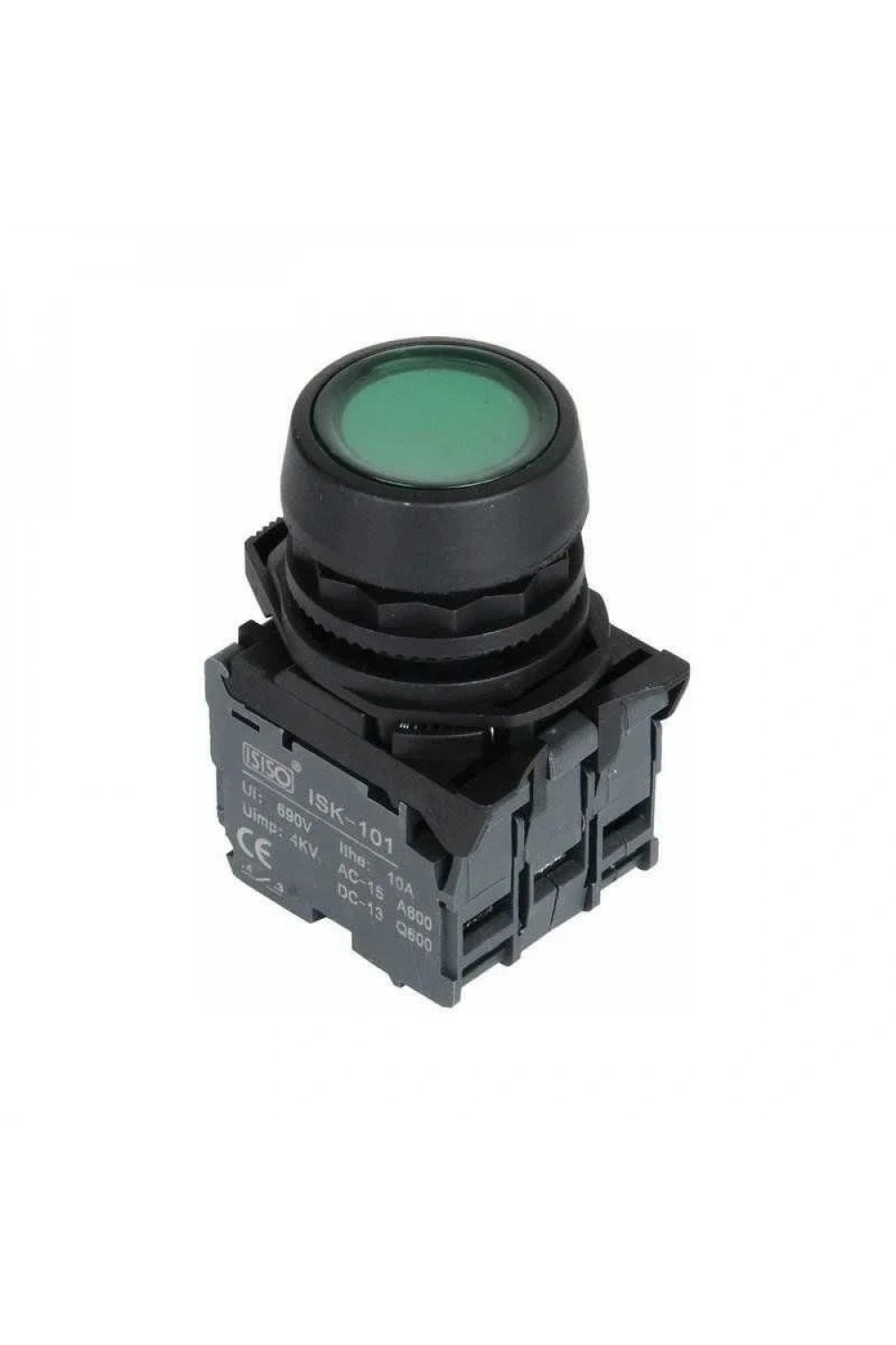 ISP-AW33M5 220V Led Işıklı Yaylı Buton - Yeşil