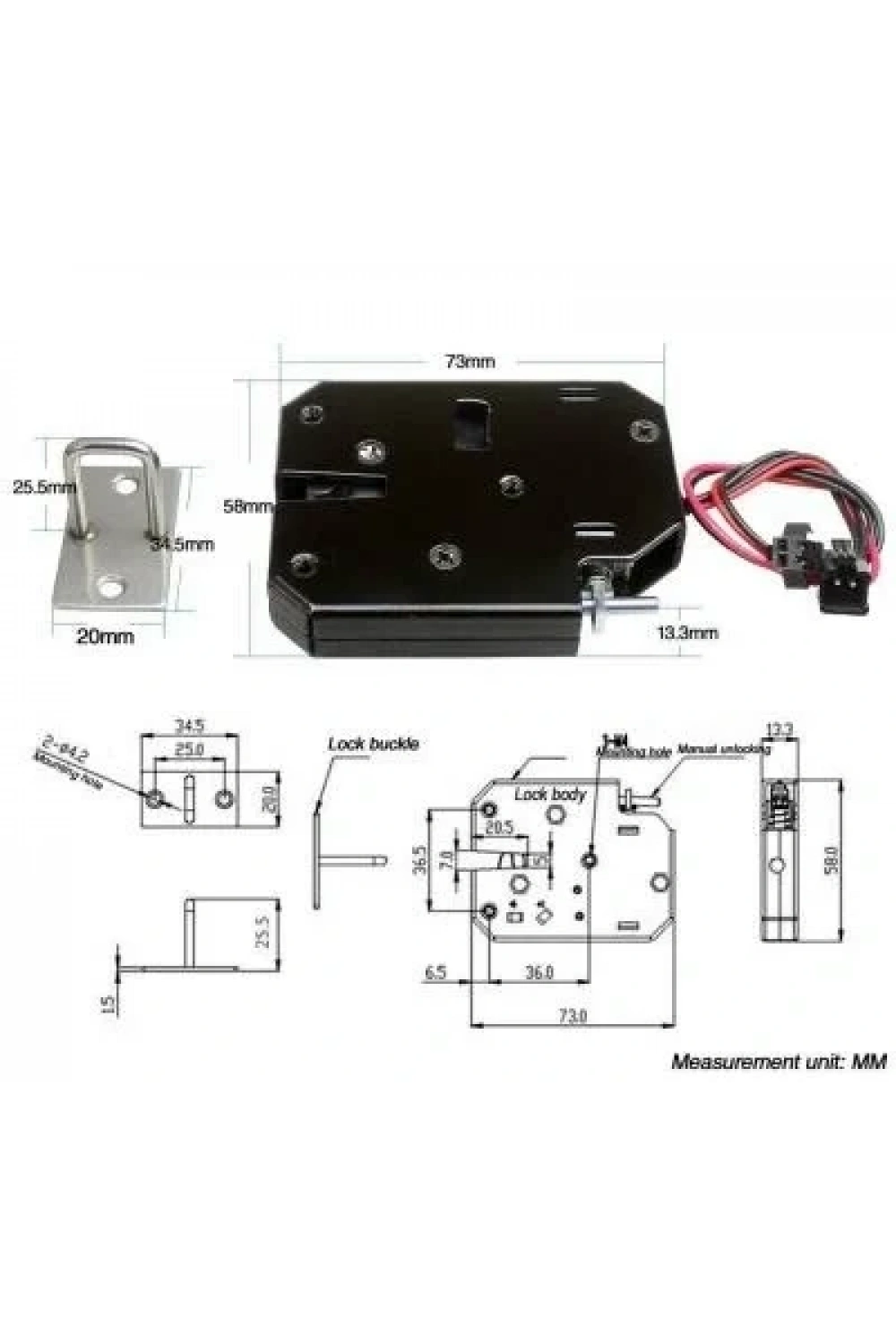 K02 12V 2A Manyetik Selenoid Kilit