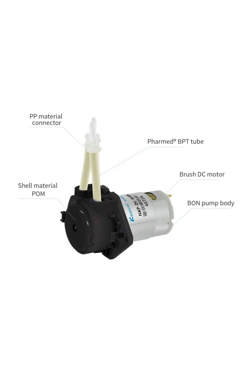 Kamoer 12V Peristaltik Sıvı Pompası - NKP-DC-B08D Siyah
