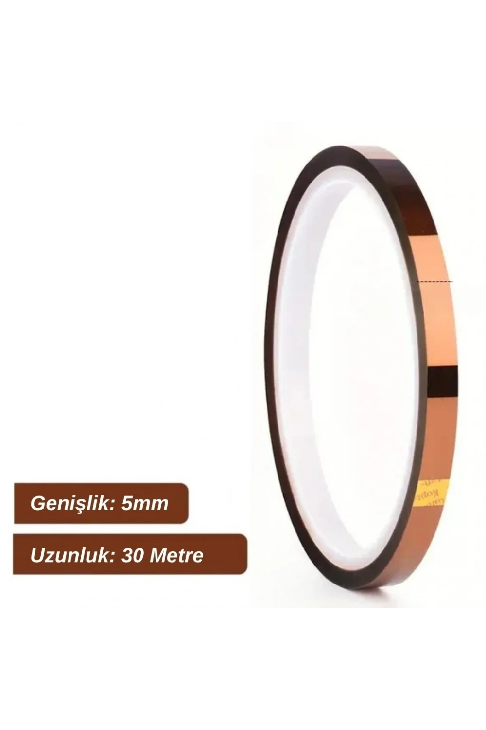 Kapton Bant 5mmx30m Yüksek Isıya Dayanıklı Yanmaz Bant