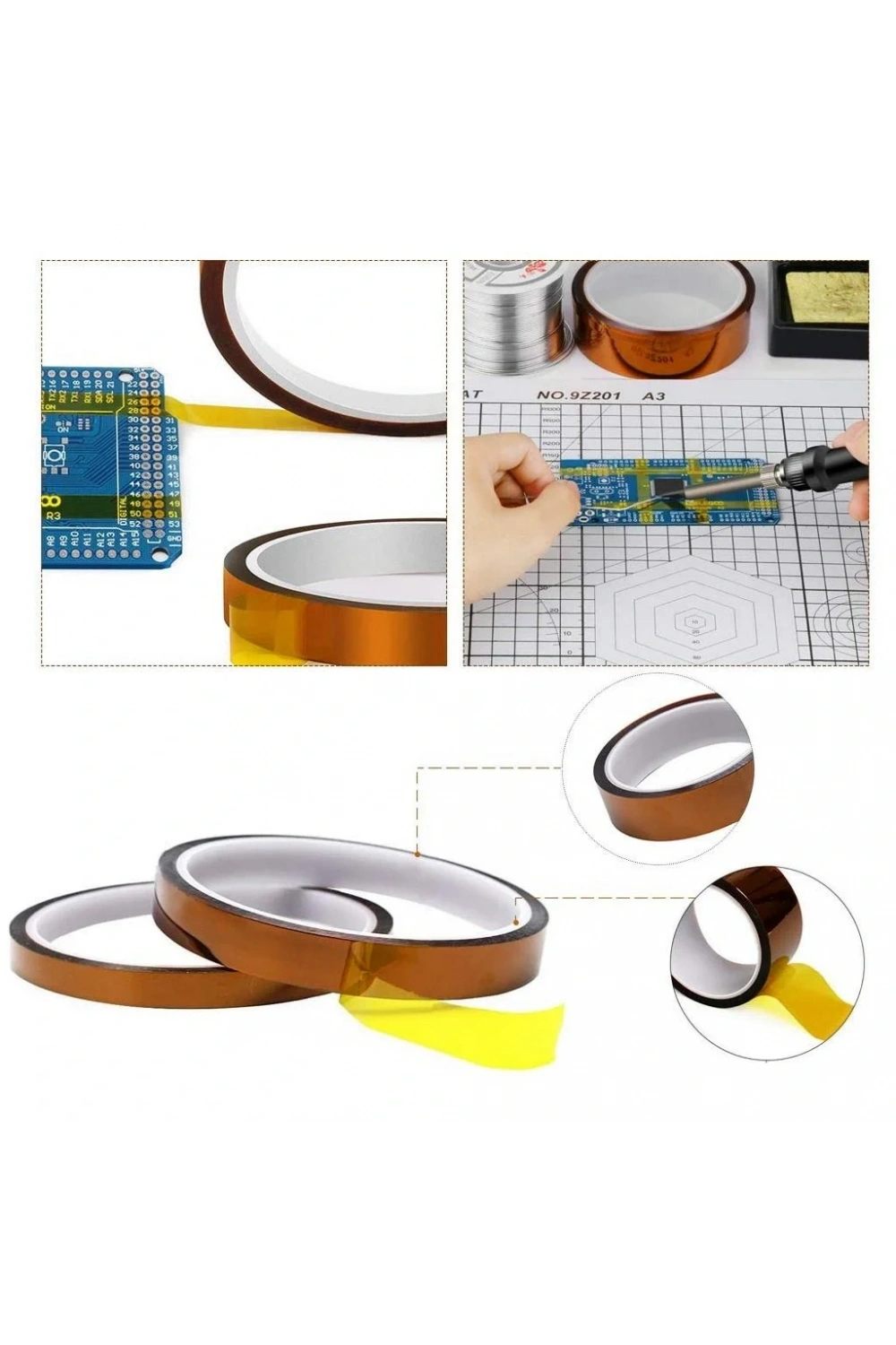 Kapton Bant 5mmx30m Yüksek Isıya Dayanıklı Yanmaz Bant