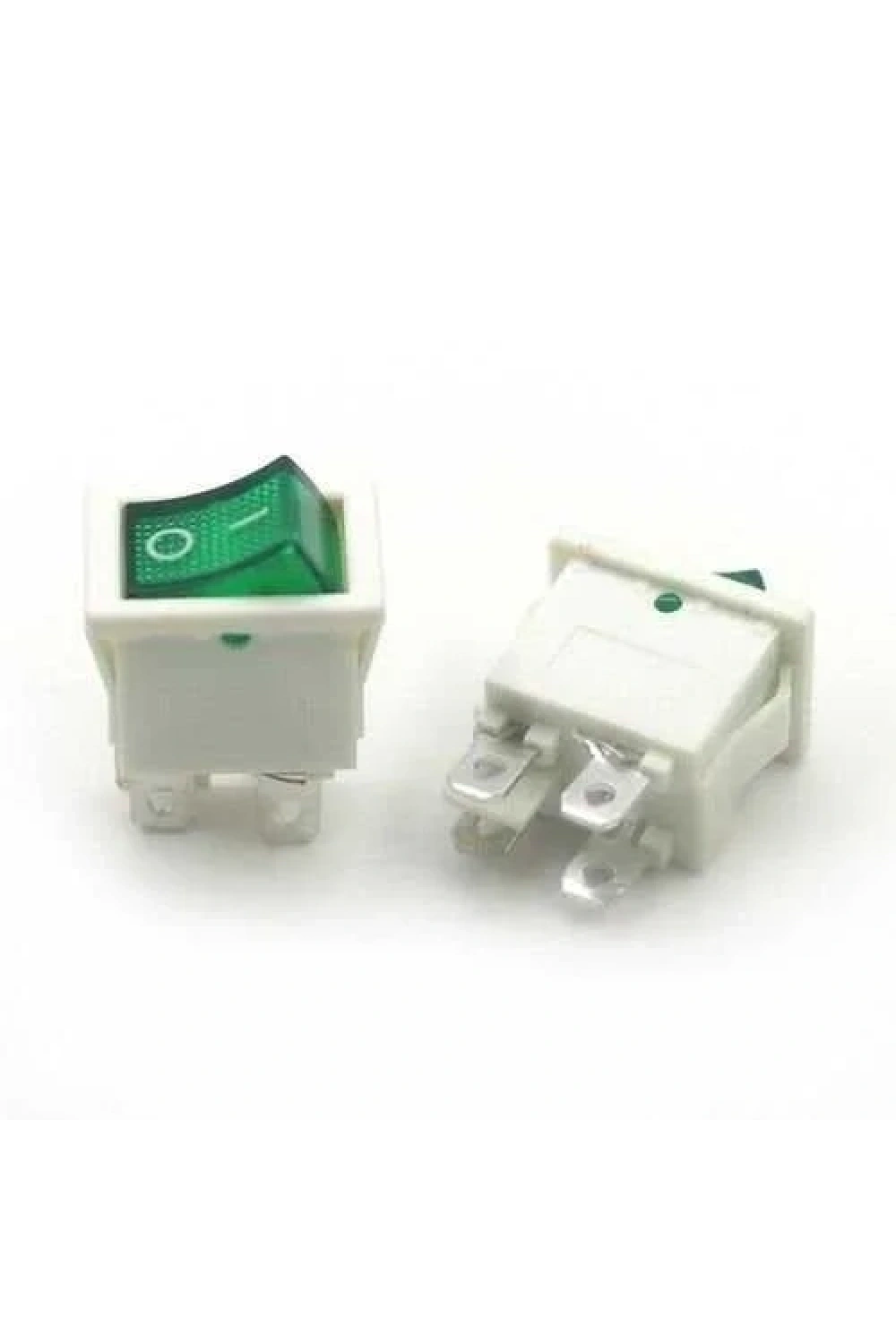 KCD1 Beyaz Yeşil Işıklı On/Off Anahtar 4 Pin