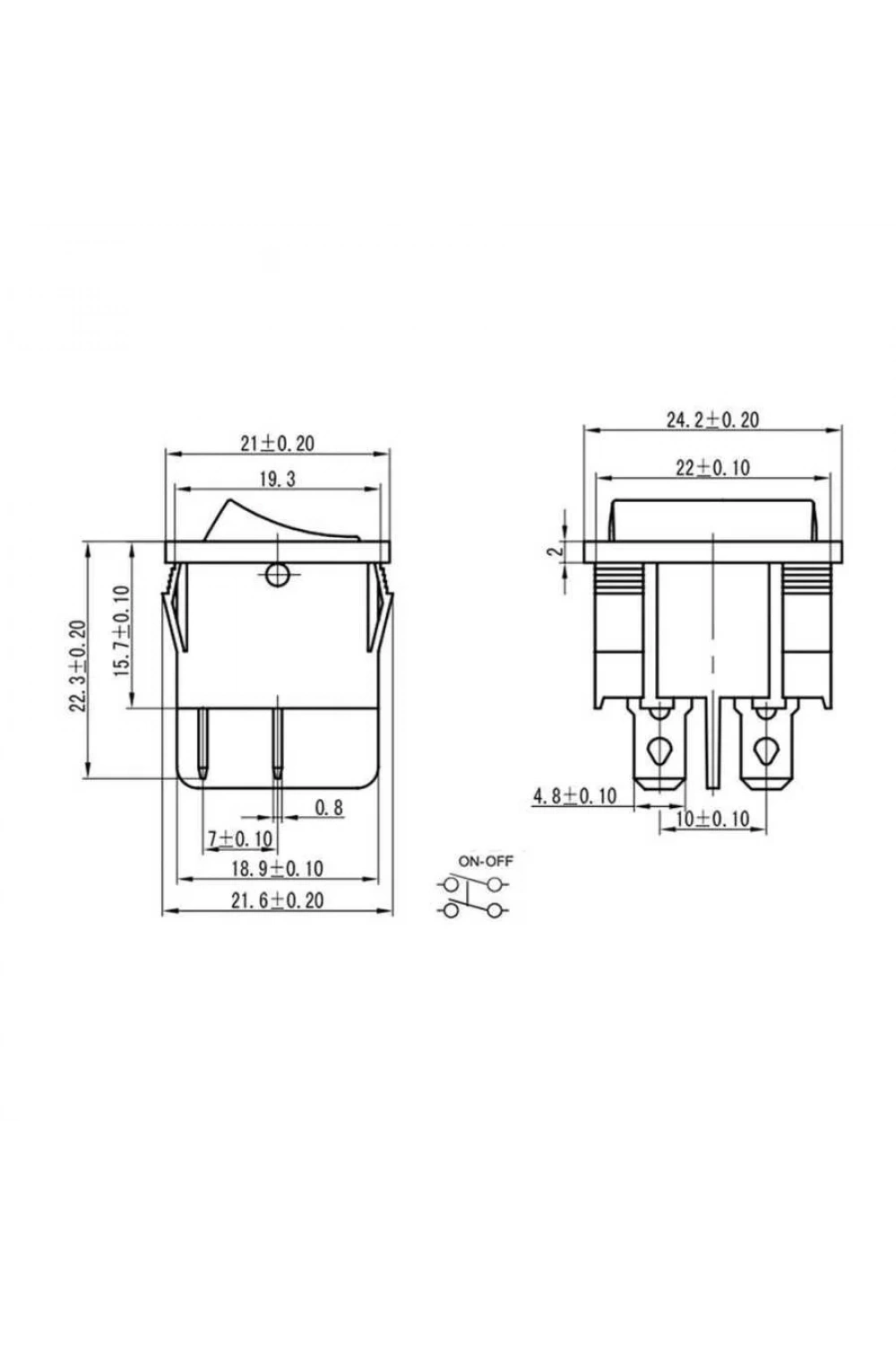 KCD4-602 ON-OFF-ON Switch 6 Pin Siyah