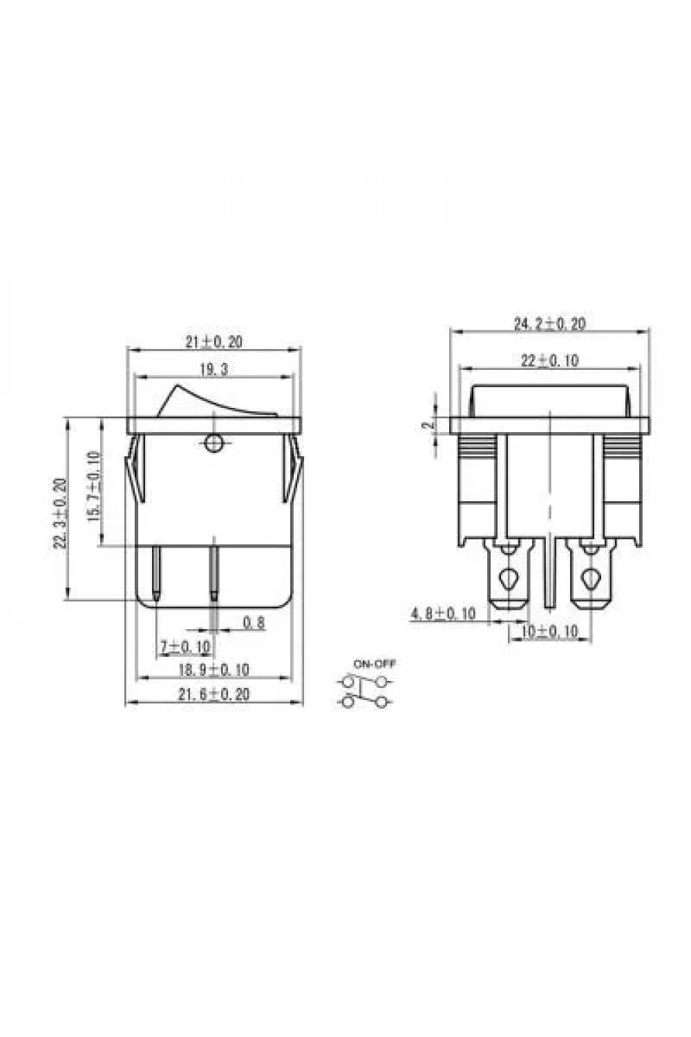 KCD4-602 ON-OFF Switch 6 Pin Siyah