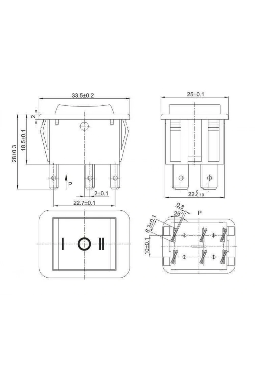 KCD4 ON-OFF-ON Anahtar 6-Pin