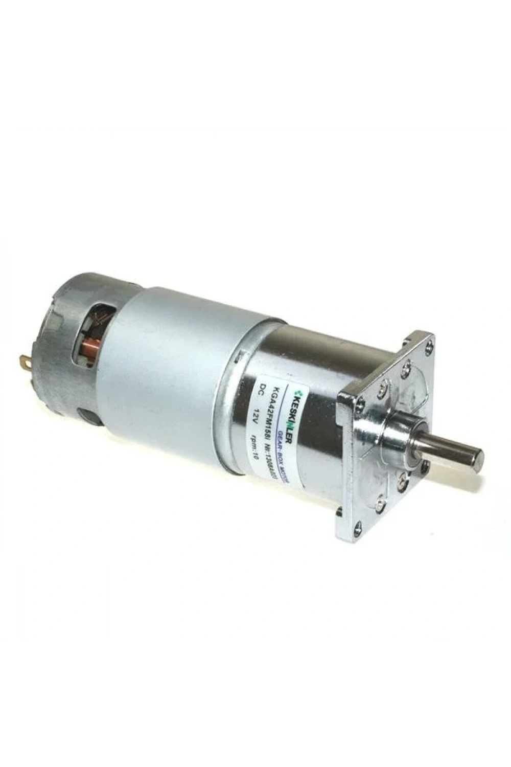 KGA42 12V 10Rpm 42mm Redüktörlü Flanşlı Uzun Dc Motor