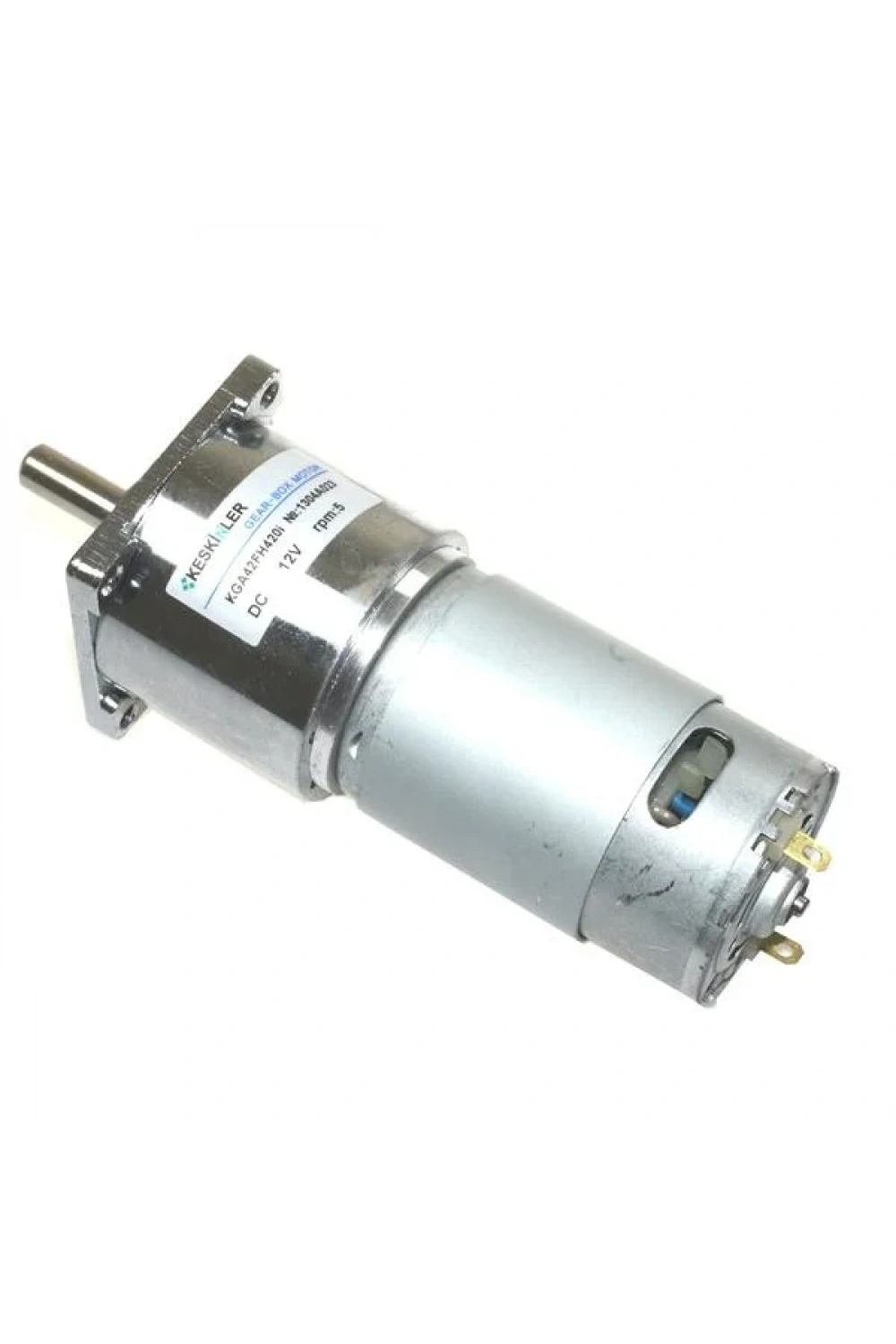 KGA42 12V 5rpm 42mm Redüktörlü Flanşlı Uzun Dc Motor