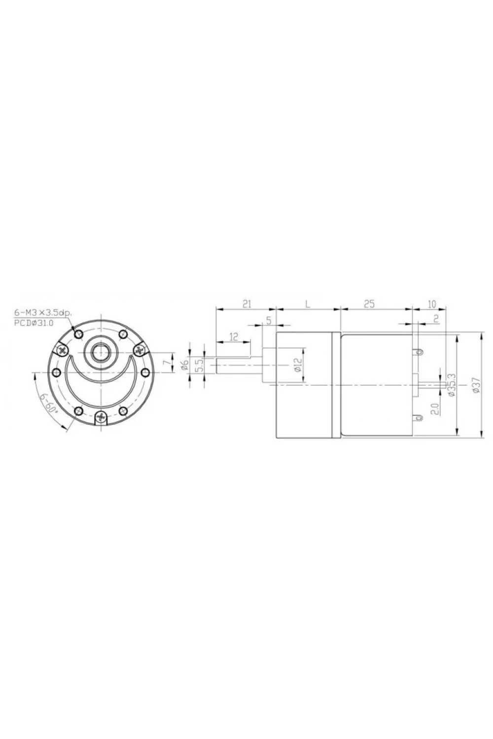 KGB-37 12V 300Rpm Redüktörlü Dc Motor