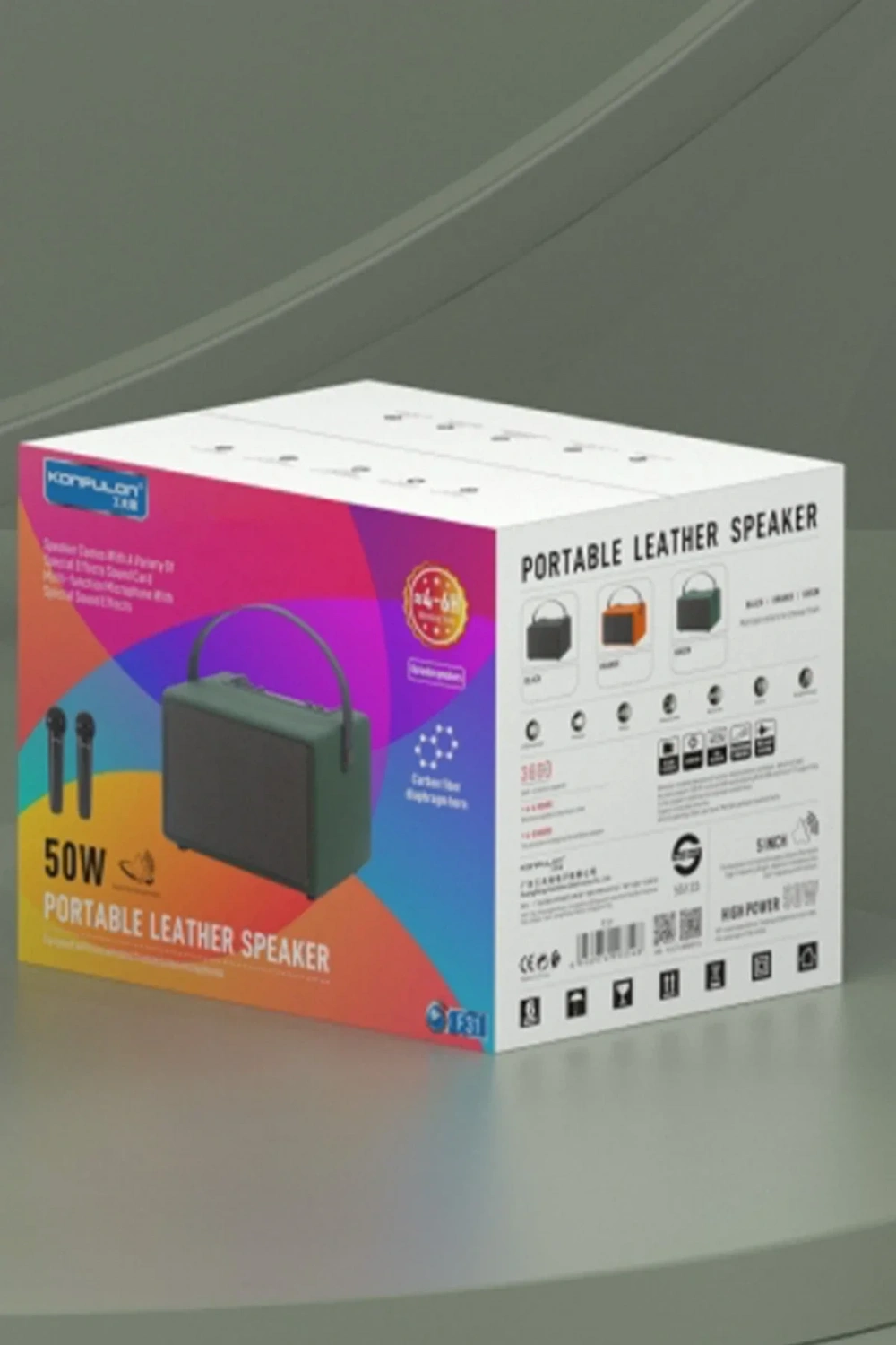 Konfulon F31 50W Sürücülü 2 Adet Mikrofonlu BT 5.2 Kablosuz Hoparlör - Yeşil