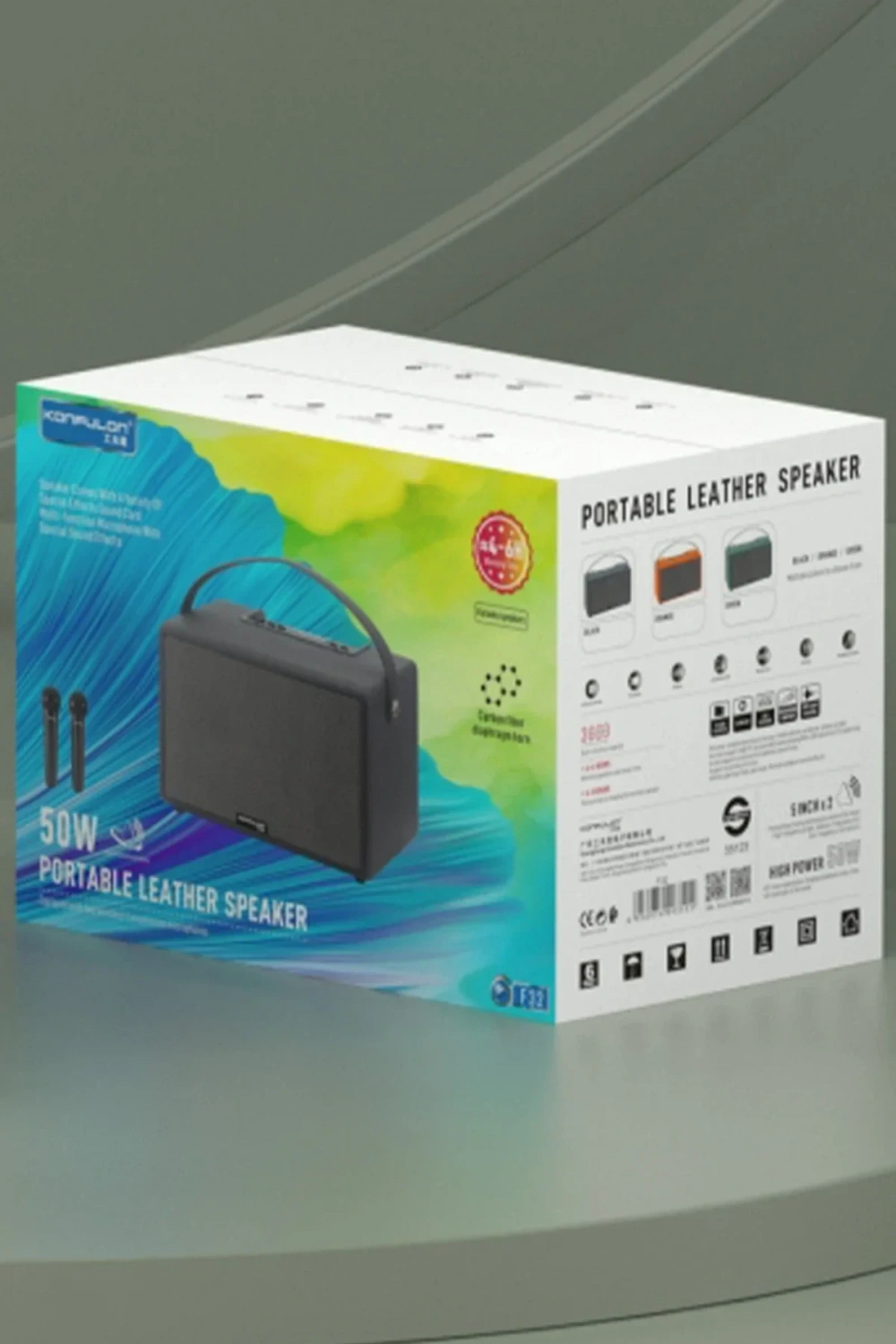 Konfulon F32 2x50W Sürücülü 2 Adet Mikrofonlu BT 5.2 Kablosuz Hoparlör - Siyah