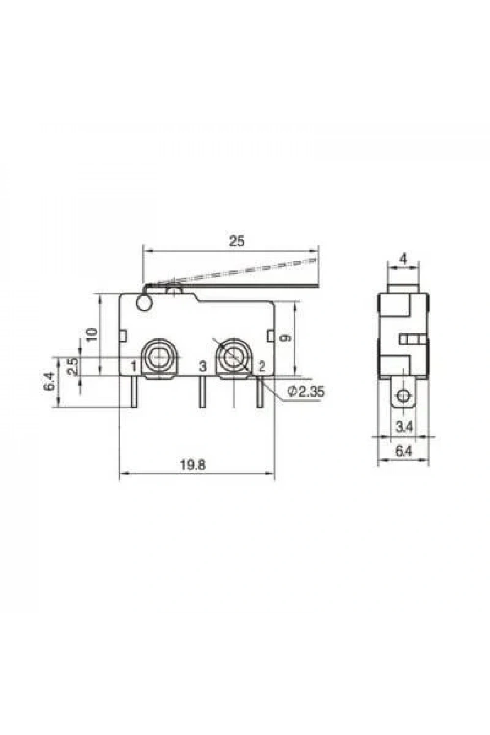 KW4A Micro Switch 3-Pin Uzun Palet