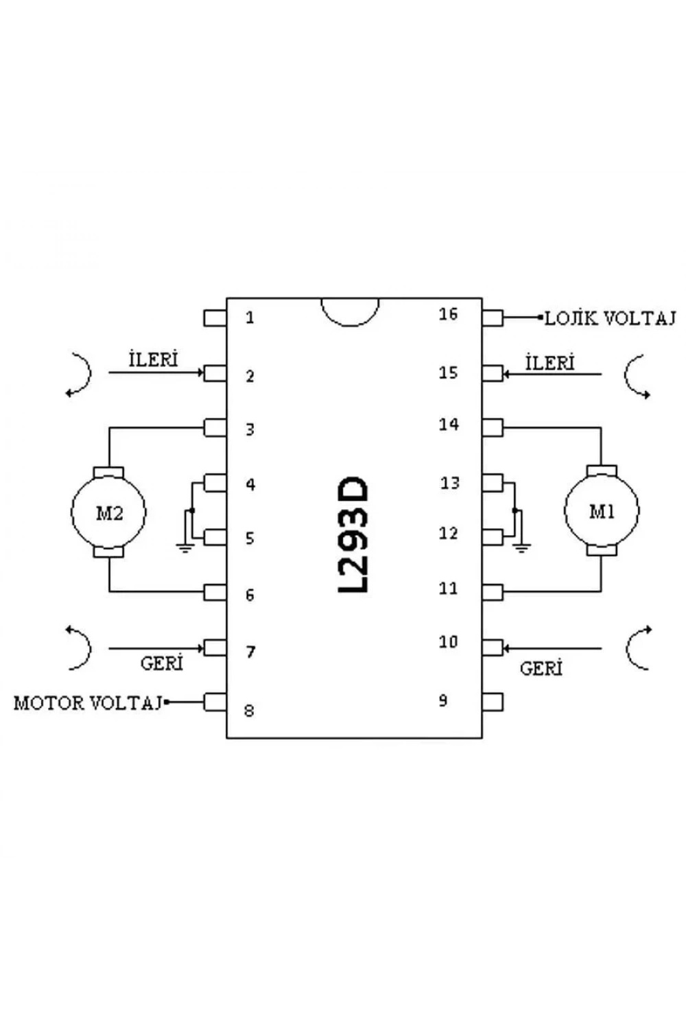 L293D Motor Sürücü Entegresi Dip-16
