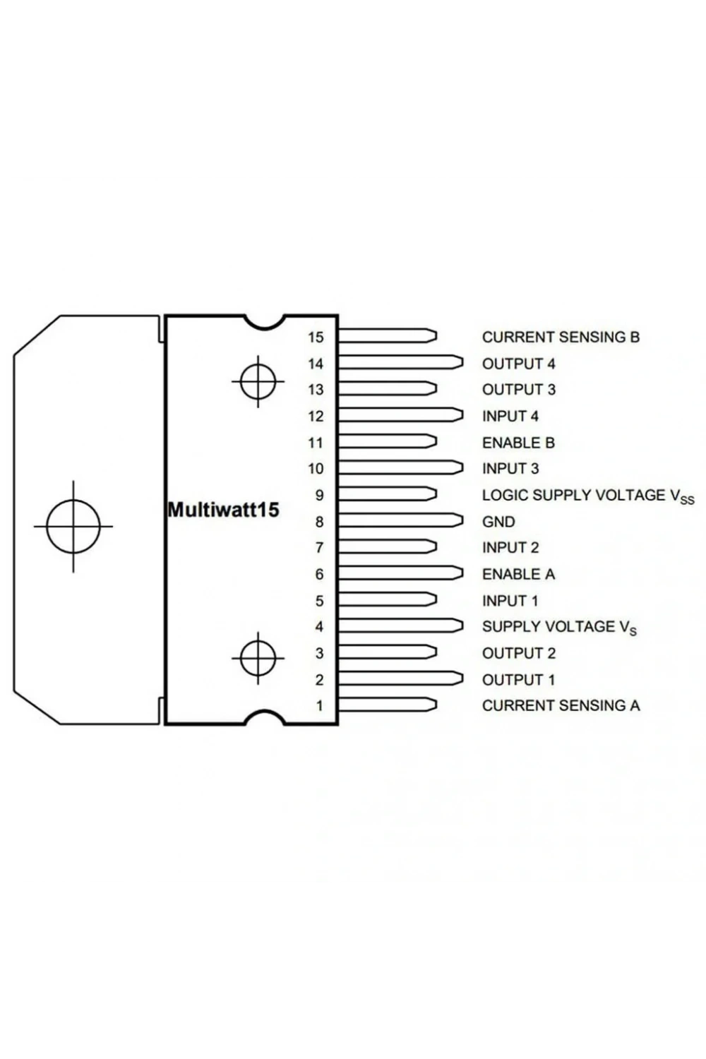 L298N Çift Tam Köprü Sürücü Entegresi Multiwatt15