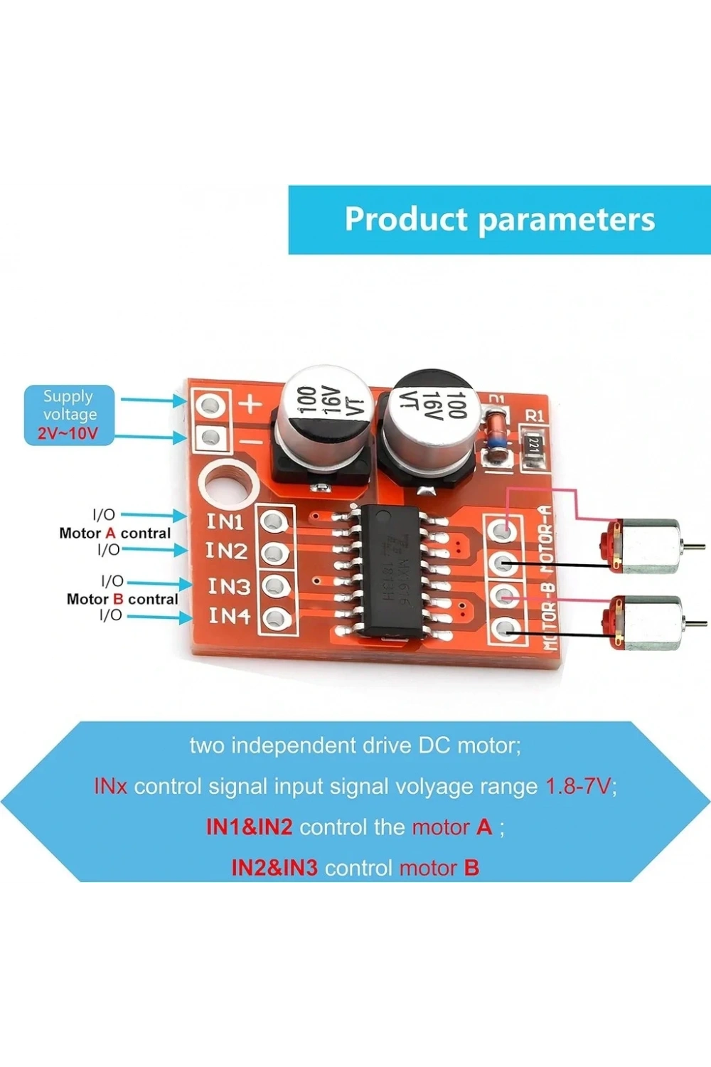L298N Mini DC ve Step Motor Sürücü Modülü