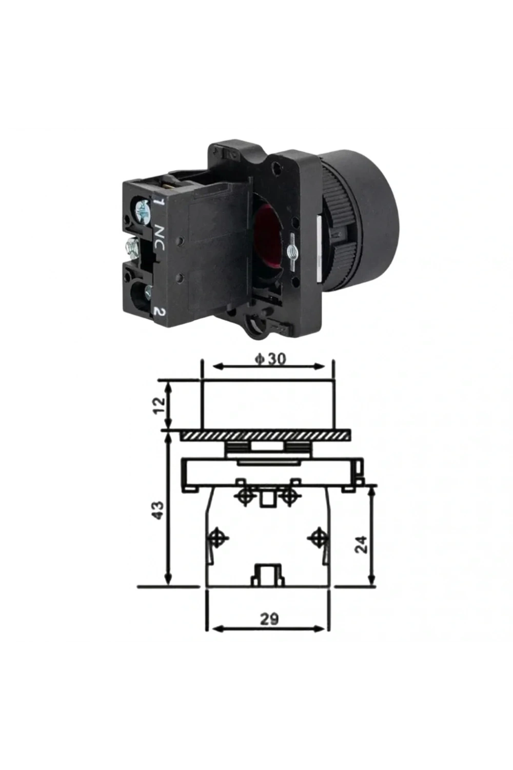 LAY5-EA42 22mm Buton Normalde Kapalı Kontak Kırmızı