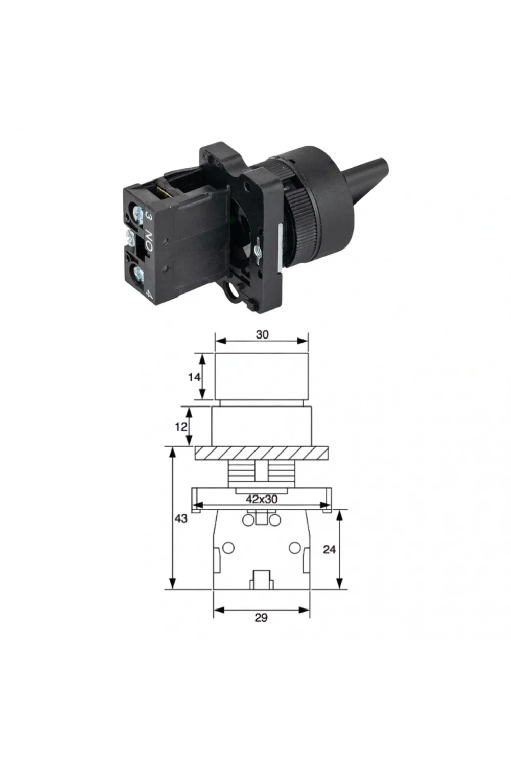 LAY5-ED21 22mm Kısa Mandal Switch 0-1 Kalıcı (1NO)