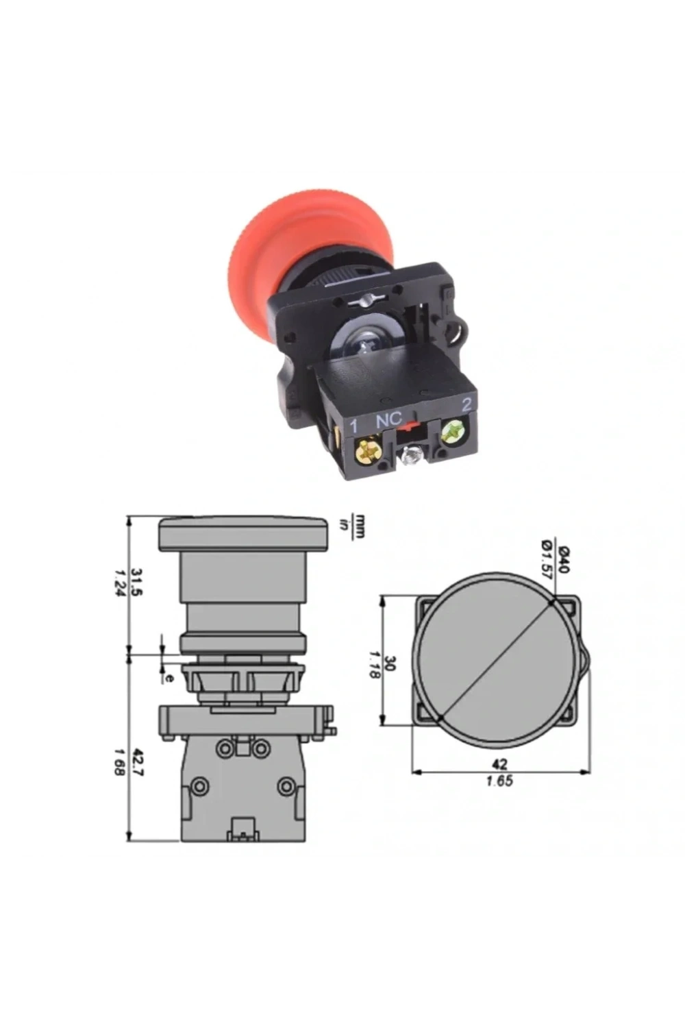 LAY5-ES542 22mm Acil-Stop Butonu Bas-Çevir 40mm