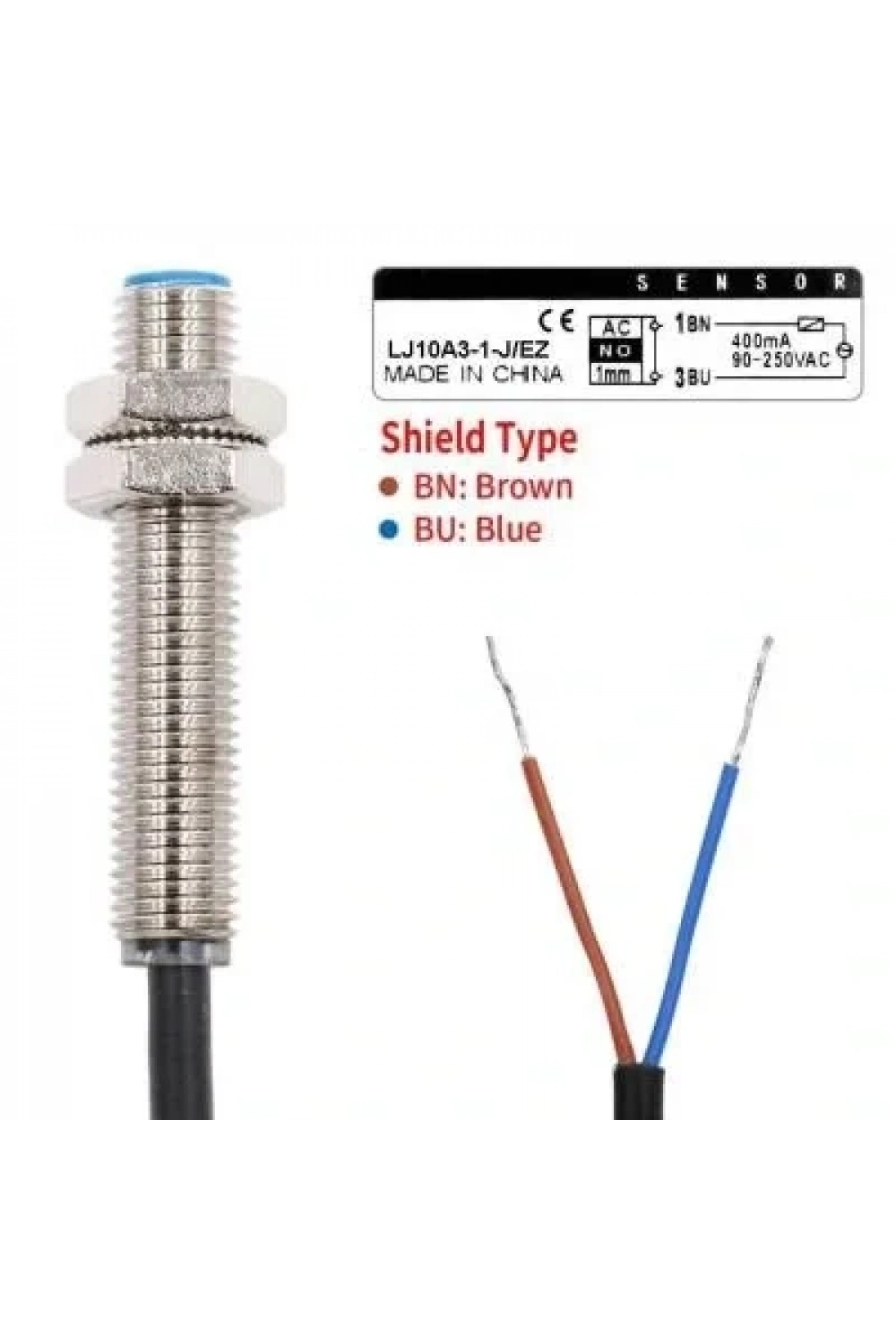 LJ10A3-1-J/EZ 9-250VAC 1mm NO Endüktif Mesafe Sensörü