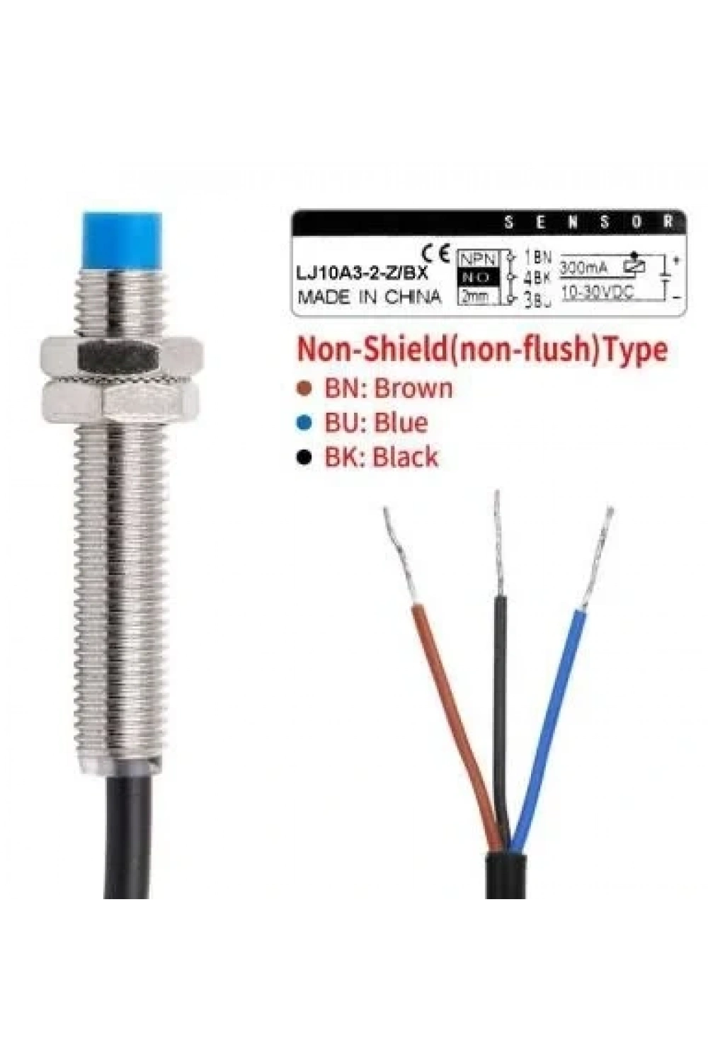 LJ10A3-2-Z/BX 6-36V 2mm NPN NO Endüktif Mesafe Sensörü