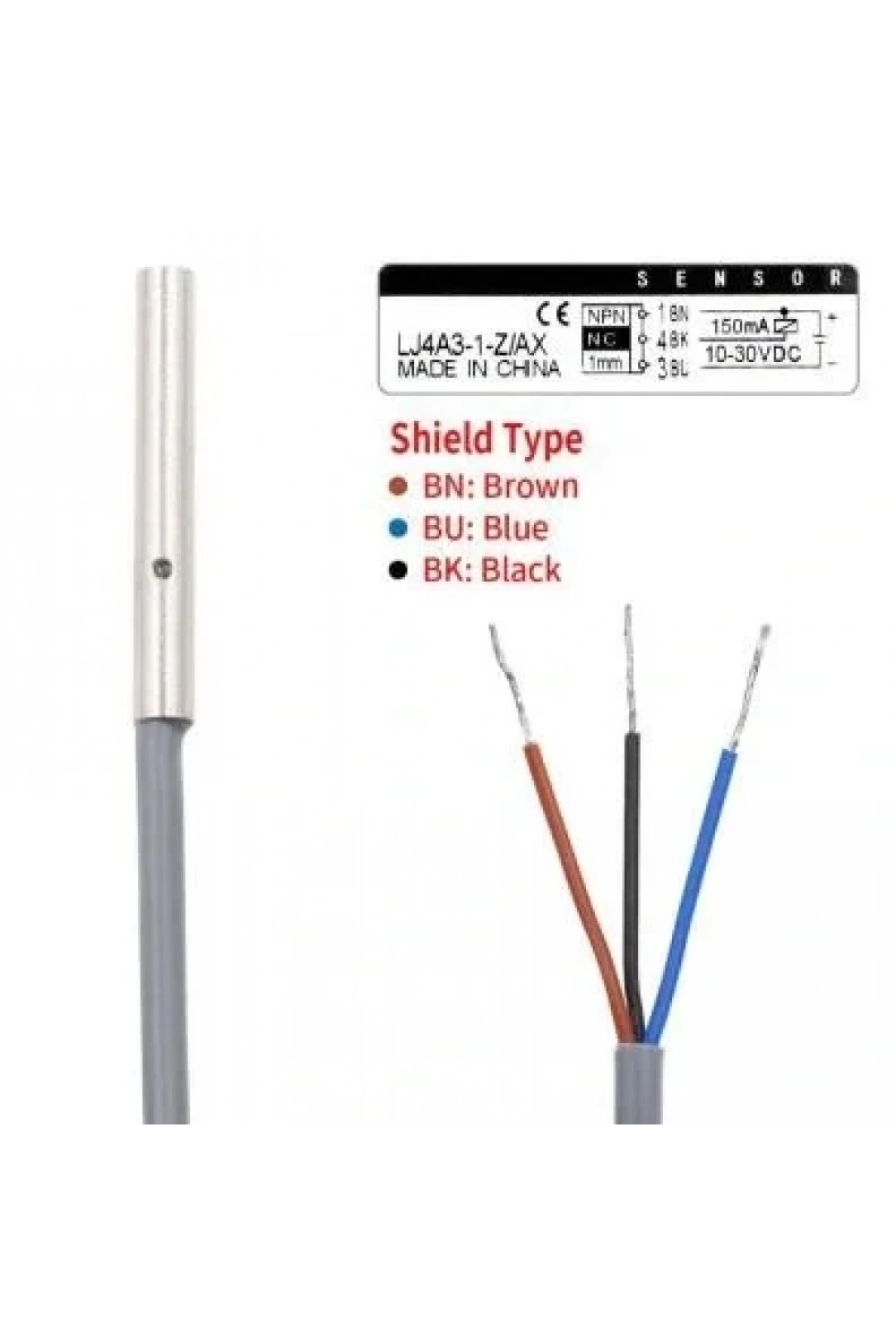 LJ4A3-1-Z/AX 6-36V 1mm NPN NC Endüktif Mesafe Sensörü