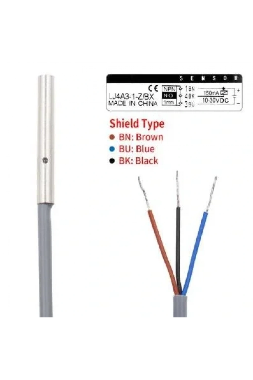 LJ4A3-1-Z/BX 6-36V 1mm NPN NO Endüktif Mesafe Sensörü