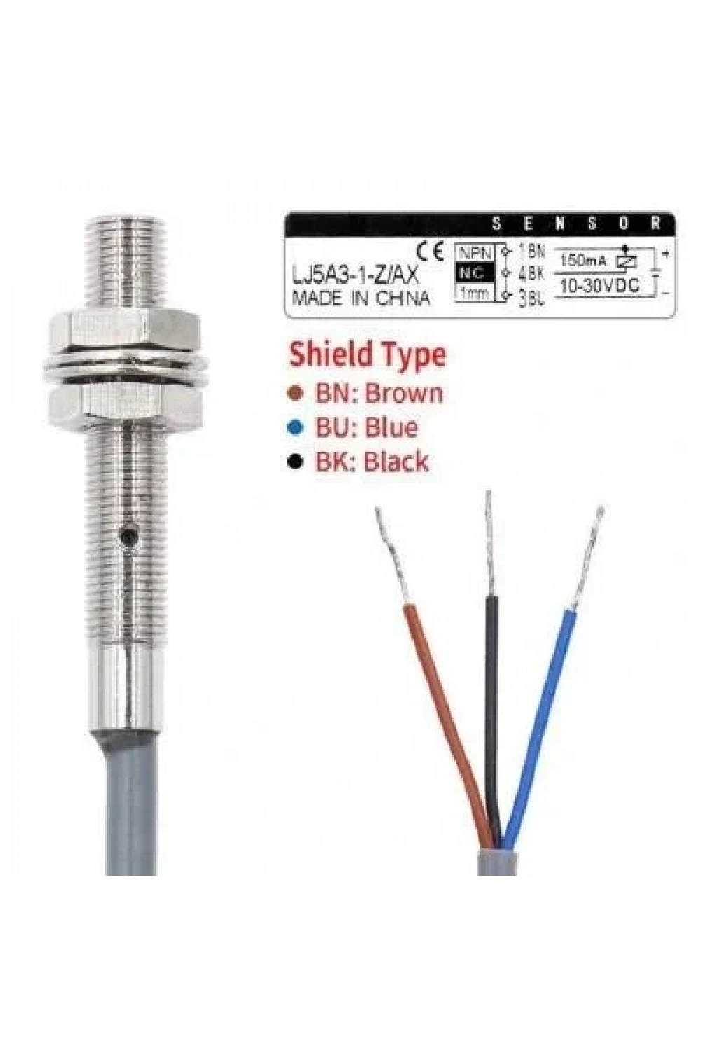 LJ5A3-1-Z/AX 6-36V 1mm NPN NC Endüktif Mesafe Sensörü